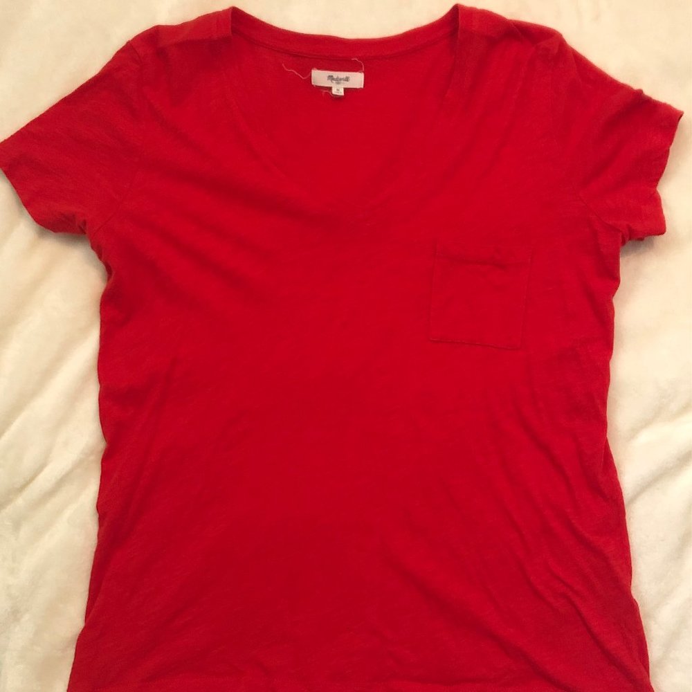Red Short Sleeve Pocket Tee